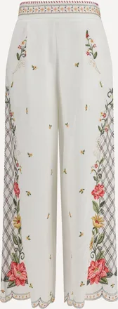 Farm Rio Floral embroidered wide-leg Pants Female XS