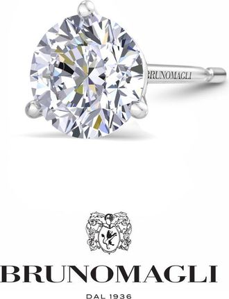 Bruno Magli Mens Lab Grown Diamond Martini Stud Earring In Sterling Silver and 14 Karat Gold, All Carat Weights Available