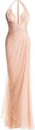 Maria Lucia Hohan Milagros gedrapeerde maxi-jurk met halternek - Beige