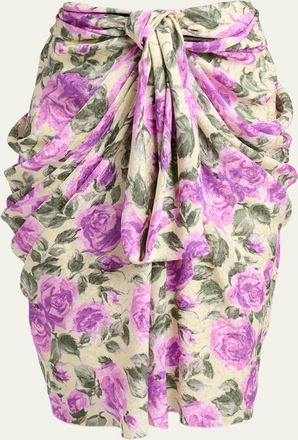 Chlo&eacute; Floral Draped Silk Bow Skirt