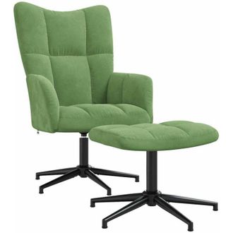 vidaXL Sill&oacute;n De Relax Con Taburete Terciopelo Verde Claro Vidaxl