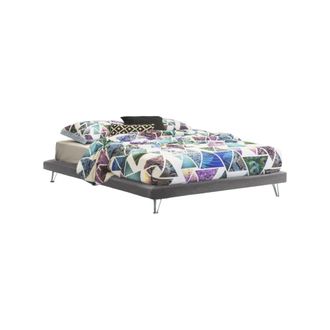 Dmora Cama Matrimonial Isabella, Cama Fija En Tela Con Pies, 100% Made In Italy, Adecuado Para Colch&oacute;n 160x190 Cm, Gris, Con Embalaje Reforzado - Talamo Ita