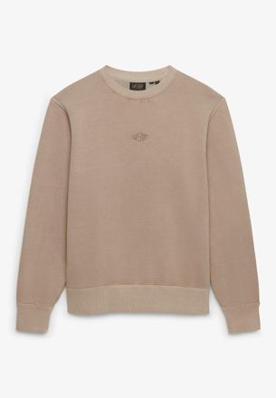 Superdry Sweatshirt SUPERDRY MICRO LOGO CREW, Herren, Gr. XXL, light beige, angeraute Sweatware, Obermaterial: 80% Baumwolle, 20% Polyester, unifarben, loose f