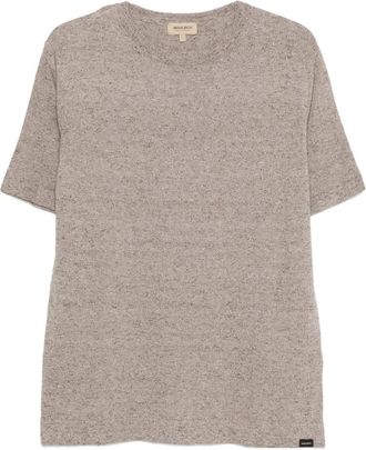 Woolrich Gebreid T-shirt met ronde hals - Heren - T-shirts - Bruin - M - Katoen - Tops