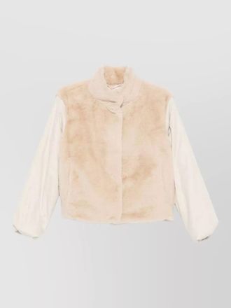 Herno short jacket faux fur texture high collar