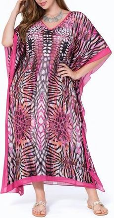 Ranee&rsquo;s Print V-Neck Maxi Caftan in Pink at Nordstrom Rack