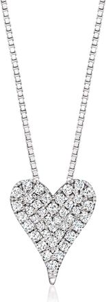 RS Pure by Ross-Simons Pave Diamond Heart Necklace in Sterling Silver
