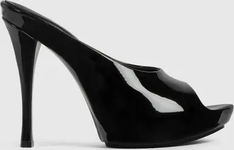 Gucci Womens Stiletto Platform Slide, Black, Leather