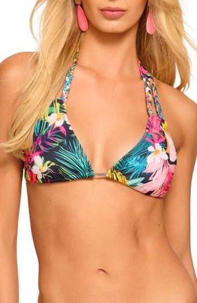 Ramy Brook Palm Jane Halter Bikini Top in Multi Combo Blue at Nordstrom Rack, Size Medium