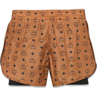 MCM Monogram Print Shorts in ECONYL in Brown at Nordstrom, Size Medium
