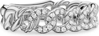 David Yurman sterling silver Belmont Curb Link diamond ring (5mm)