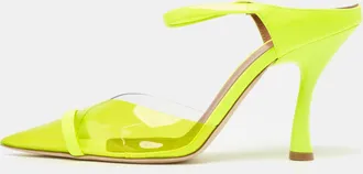 Malone Souliers Neon Yellow Pvc And Patent Leather Iona Mules