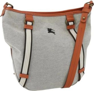 Burberry Pre-owned Cross Body Bags, female, Beige, Size: ONE SIZE Pre-owned Canvas Shoulder Bag