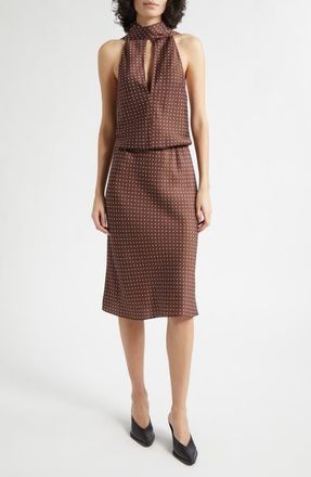 Poss&eacute; Phoebe Polka Dot Open Back Halter Neck Shift Dress in Choc Vanilla at Nordstrom, Size Xx-Large