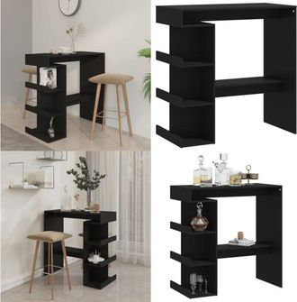 vidaXL Tavolo da Bar con Ripiani Nero 100x50x101,5 cm in Truciolato - Ripiani - Tavolo da pranzo
