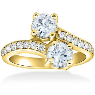 Pompeii3 1 1/2 cttw Forever Us 2-Stone Diamond Engagement Forever Us Ring 14k Yellow Gold