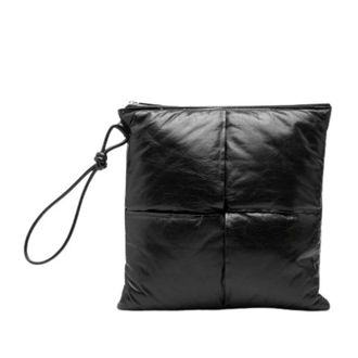 Bottega Veneta Pre-owned Vintage Leren Clutch - Dames - Pre-owned - Zwart - Maat: ONE Size Leer
