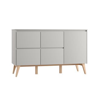 OEM Commode 4 Tiroirs 1 Porte Pinio Swing Gris Et Bois