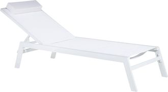 Beliani Beliani - Tumbona De Jard&iacute;n De Textil Blanco Con Marco De Aluminio Reposacabezas Reclinable Y Ajustable Con Coj&iacute;n Catania Ii