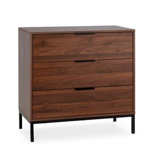 HOMN C&oacute;moda de noche 3 cajones color nogal