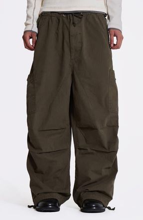 Jaded London Cotton Cargo Parachute Pants in Khaki at Nordstrom, Size X-Large