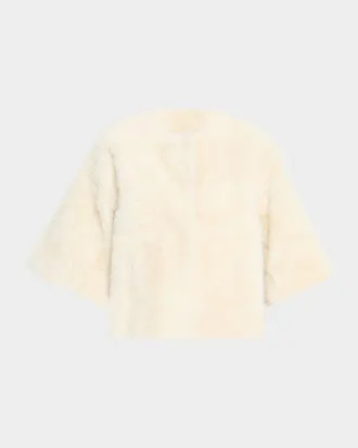 Utzon Jewelle Elbow-Sleeve Shearling Jacket
