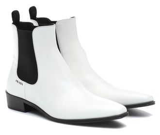 Prada White Leather 30 Ankle Boots Size 37
