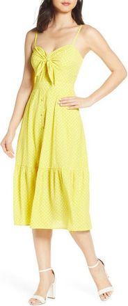 Eliza J Polka Dot Tie Front Sundress in Yellow at Nordstrom, Size 10