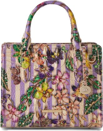 Brahmin Cami Embossed Leather Satchel in Pinstripe Petals at Nordstrom