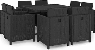 vidaXL Vidaxl - Set Da Pranzo Da Giardino 9 Pz Con Cuscini In Polyrattan Nero