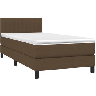 vidaXL Cama Box Spring Colch&oacute;n Y Luces Led Tela Marr&oacute;n Oscuro 80x200cm Vidaxl