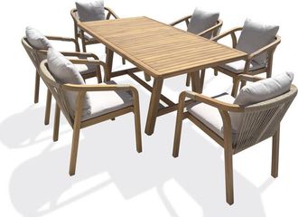 DCB Garden Serena - Conjunto De Comedor De 6 Plazas De Madera De Acacia Dcb Garden