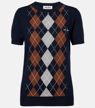 Miu Miu Argyle knitted cashmere top