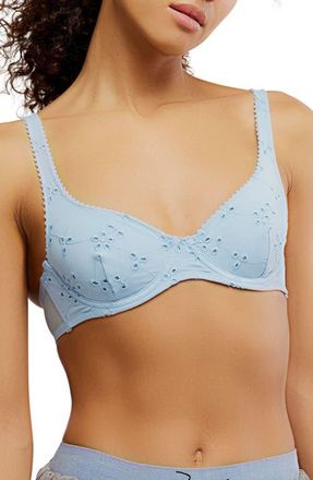 Free People Intimately FP Home Grown Stretch Cotton Eyelet Underwire Bra in Clear Sky at Nordstrom, Size 32Dd