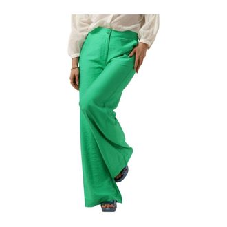 Pom Amsterdam Broeken, Dames, Groen, S, Groene Wijde Broek Trendy Look