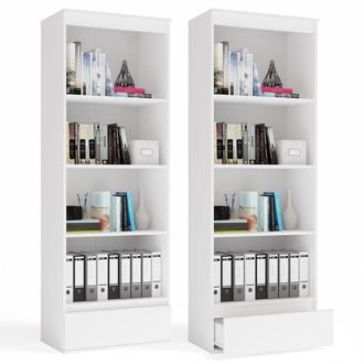 Topeshop Palermo - Estante De Escritorio - 1 Caj&oacute;n, 4 Estantes - Para Escritorio - 65x37x183 Cm - Blanco