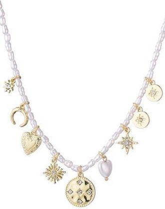 Adornia Assorted Charm Faux Pearl Necklace in White at Nordstrom Rack