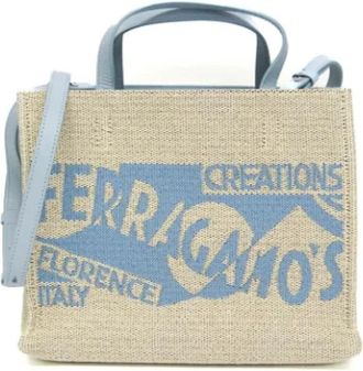 Ferragamo Tweedehands leren handtassen - Dames - Vintage Handtas - Beige - ONE Size - Leer - Vintage