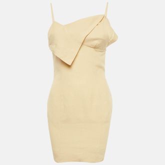 Jacquemus Lamour Cream Linen Backless Mini Dress