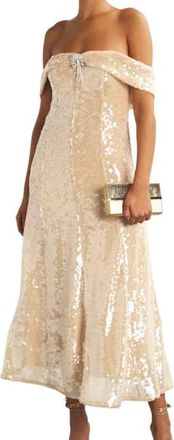 Self Portrait Self-Portrait Embellished Off-The-Shoulder Midi Dress