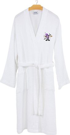 Linum Home Textiles Turkish Cotton Smyrna Hotel/Spa Embroidered Unisex Halloween Robe - Hat-Broom-Legs