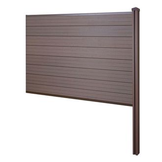 Hhg Hhg - Nunca Usado] Wpc Pantalla De Privacidad Sarthe, Valla Cortavientos, Wpc Postes Para Fijar En Hormig&oacute;n, Elemento De Extensi&oacute;n, 188cm Marr&oacute;n