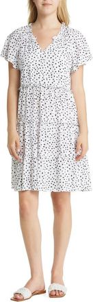 Beach Lunch Lounge Womens Camila Floral Flutter Sleeve Dress in Spots Blanc at Nordstrom, Size Medium