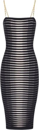 Elisabetta Franchi Gebreide jurk met zebra jacquard - Dames - Feestkleedjes - Zwart - L - Polyester - Kleedjes