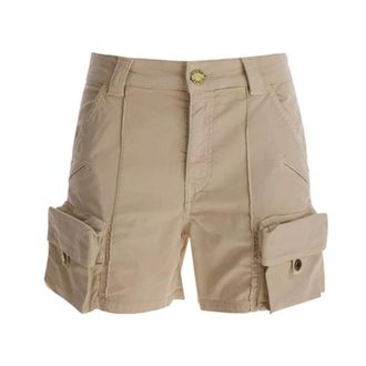 Pinko Porta Shorts Tricottina Stretch - Dames - Bermuda - Beige - L - Katoen - Korte Broeken