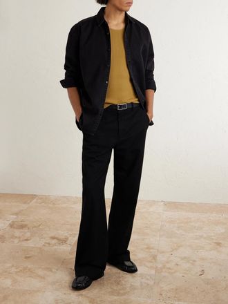 Saint Laurent Logo-Embroidered Ribbed Cotton Tank Top