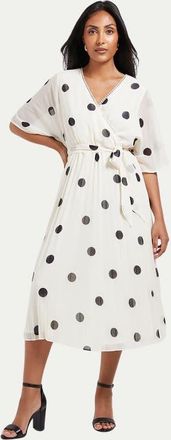 Wallis Petite Spot Pleated Midi Dress in Ivory at Nordstrom, Size 10