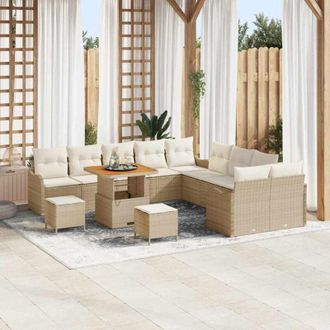vidaXL Vidaxl - Conjunto De Sof&aacute; De Jard&iacute;n 13 Pcs Beige, Crema 80 X 80 X 71 Cm