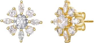 Rachel Glauber 14K Plated Cz Flower Earrings
