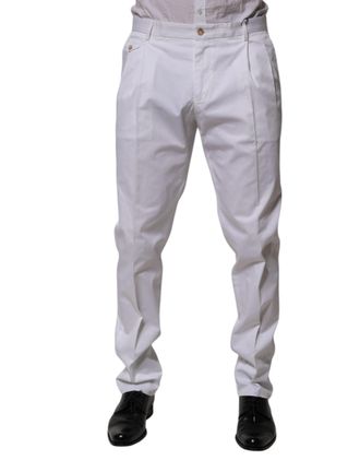 Dolce & Gabbana Mens Slim-Fit Cotton Trousers White Elastane
